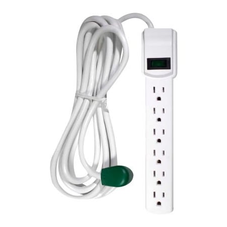 Gogreen Outlet Tap, Surge, 5-15R, 12 ft., White GG-16103M-12